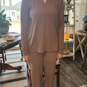 Cuddl Duds Tan Long Sleeve Jumpsuit